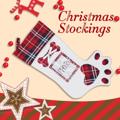 Happyshopping - Nuovo ciondolo albero di natale creativo zampa di cane decorazioni natalizie sacchetto regalo calzini natalizi