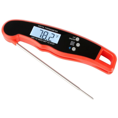Happyshopping - Sonda termometrica elettronica con display digitale con display digitale, pieghevole e impermeabile, rosso arancio