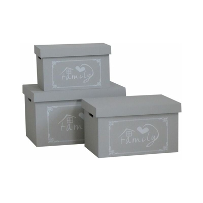 Yeppon - 3 Cassette organizer Family con coperchio in mdf grigio 42X31X24 37X26X21 31X21X19