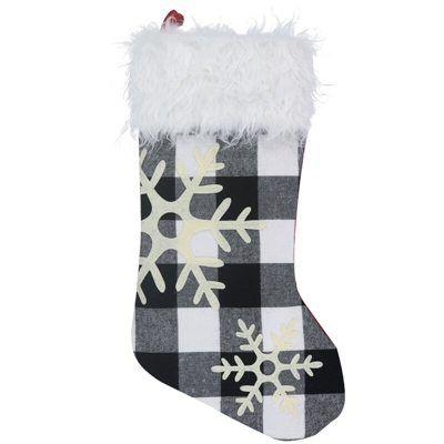 Happyshopping - 19 '' Christmas Sock Christmas Ornament Pendant,con fiocchi di neve in nero - con fiocchi di neve in nero