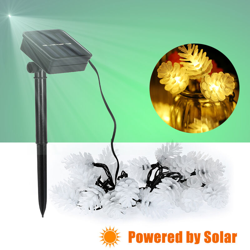 Corda solare da 6 m 30 led a forma di pigna sempre brillante e lampeggiante 2 funzioni e 8 bianco caldo en oferta