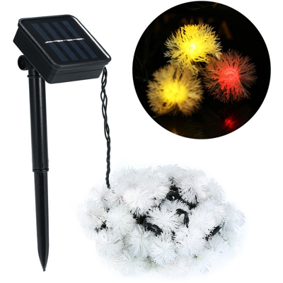 5 luci a stringa con sfere in pelliccia solare a LED con 8 motivi,luci colorate - luci colorate