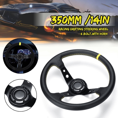 Volante in pelle da 14 pollici 350 mm Deep Corn Drift Volante universale per auto da corsa