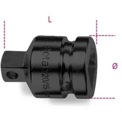 730/15 - Raccordo con Attacco Quadro Femmina 1.1/2' e Maschio 1' Fosfatato - 1 Pezzo - Beta