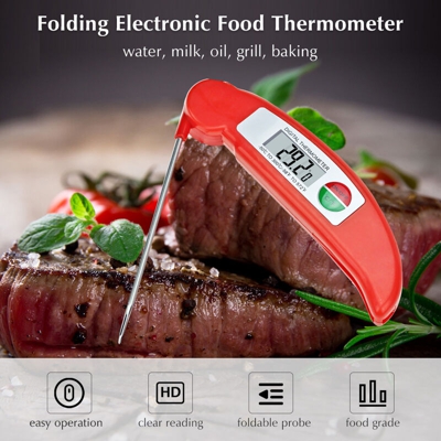 Happyshopping - Termometro per alimenti ad ago pieghevole, display a LED per la misurazione rapida della temperatura,bianca - bianca