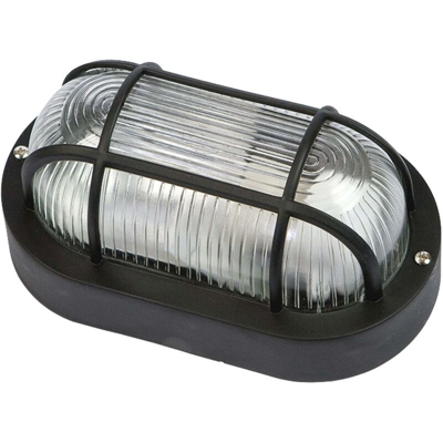 Plafoniere Plafoniera Ovale Brixo Nera Con Griglia Fra 11050