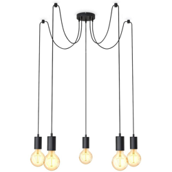 Lampadario vintage con 5 punti luce ad altezza regolabile, lampadine E27 non incluse, Lampada a sospensione retro nera per sala da pranzo - B.k.licht características