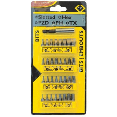 T4520 Kit inserti 33 parti Croce Pozidriv, Taglio, Croce Phillips, Esalobo Interno (TX), Brugola interna - C.k.