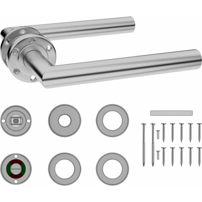 YOUTHUP Set Maniglia Porta con Serratura WC in Acciaio Inox - Argento
