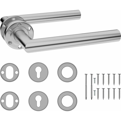 Set Maniglia Porta Cilindro con Profilo PZ in Acciaio Inox - Argento - Youthup