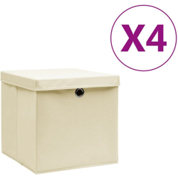 vidaXL Contenitori con Coperchio 4 pz 28x28x28 cm Crema - crema precio