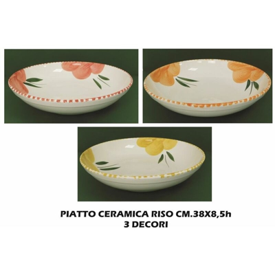 Bighouse It - PIATTO RISO CERAMICA CM.38X8,5h C/DECORO