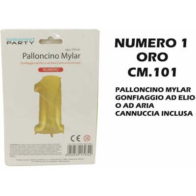 Palloncino Mylar Cm.101 Numero 1 Oro