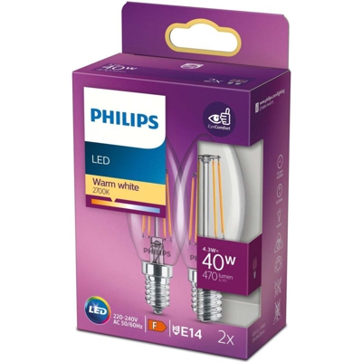 LED (monocolore) Classe energetica: A++ (A++ - E) Philips Lighting 77761600 77761600 E14 Potenza: 4.3 W Bianco caldo