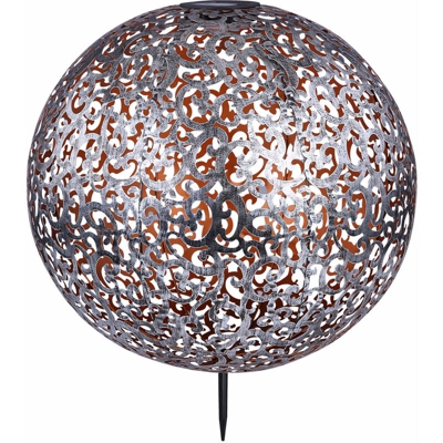 Globo - Lampada a spillo solare a LED per esterni a sfera parco luci argento modello decorazione terra picco lampada 33745
