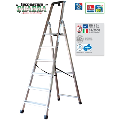 SCALA ALLUMINIO PROFESSIONALE QUADRA 8 GRADINI MADE ITALY - Facal