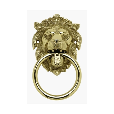Battente leone per porta in ottone finitura oro anticato 2 PEZZI