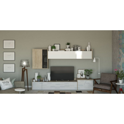 Parete soggiorno Galleria rovere Gessato frontali laccati bianchi arredo salone - Composad en oferta