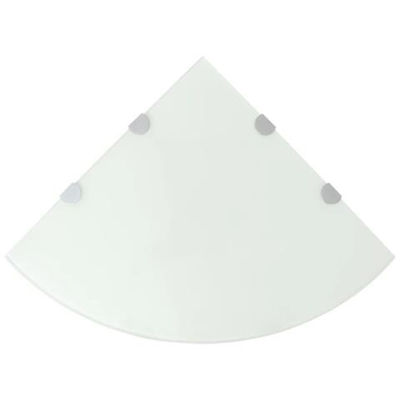 Scaffali Angolari 2 Pz Supporti Cromati E Vetro Bianco 45x45 Cm