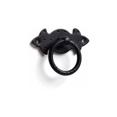 REI - Maniglia ad anello su placca, Acciaio, Nero Forgia, 53 mm interasse. Marchio