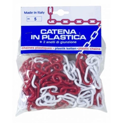 Catena plastica segnaletica bianco rossa mt.5 maglia d.6 - Salone