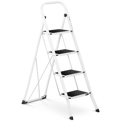 Scala In Acciaio Richiudibile 4 Gradini Scaletta Domestica A Pioli 100cm 150 kg