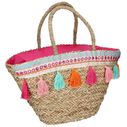 Vacchetti - Borsa paglia con nappine precio
