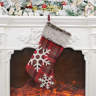 Happyshopping - Calzini di peluche a quadretti natalizi, ornamenti natalizi, ciondoli natalizi, decorazioni per feste,fiocchi di neve - fiocchi di