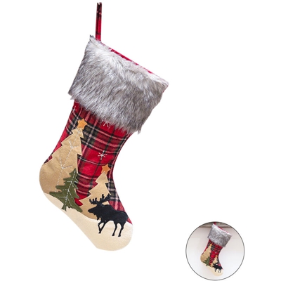 Sacchetto regalo con decorazioni natalizie Sacchetto di caramelle calza natalizia con motivo ad albero di Natale marrone chiaro,stile A - stile A