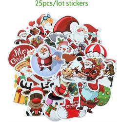 Happyshopping - Set di adesivi natalizi Carini per auto Car Decal Trolley Valigia Doodle Sticker 25 pezzi precio