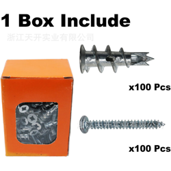 Bullone di ancoraggio a tre punte in lega di zinco per cartongesso con set di espansione con tappo in gomma a vite 13 * 31 precio