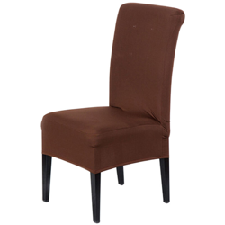 Happyshopping - Fodera per sedia da pranzo con schienale alto Schienale in tessuto monopezzo elastico semplice in tinta unita,stile 8 marrone scuro precio