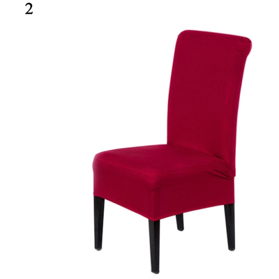 Happyshopping - Fodera per sedia da pranzo monopezzo in tessuto elasticizzato semplice tinta unita,stile 2 rosso vino - stile 2 rosso vino