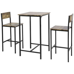 Set 3 Pezzi Tavolo Con 2 Sgabelli Mobile Bar Per Casa Stile Industriale, L60*p60*a97cm, Legno características