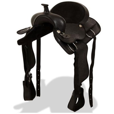 Sella Western Testiera E Pettorale In Vera Pelle 15'''' Nero