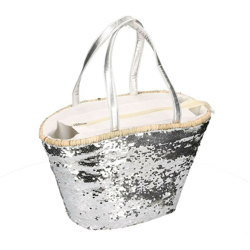 Borsa paglia con paillettes argento características