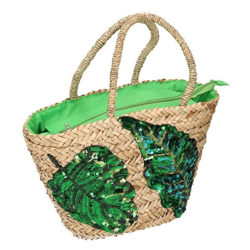 Borsa paglia con paillettes foglie precio