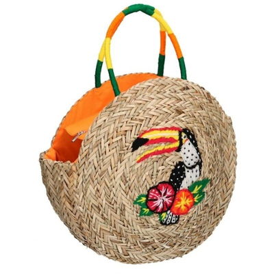 Borsa paglia con tucano