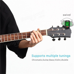 Drillpro - Hot AT-101 Mini sintonizzatore digitale portatile con clip rotante pieghevole ad alta sensibilità per chitarra cromatica Ukulele basso características