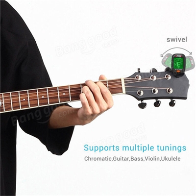 Drillpro - Hot AT-101 Mini sintonizzatore digitale portatile con clip rotante pieghevole ad alta sensibilità per chitarra cromatica Ukulele basso