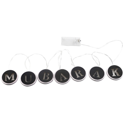 Happyshopping - JM1894 Eid islamico in legno Mubarak, Ramadan, Gurbang con luci a stringa LED (fornito senza batterie),rotondo cavo Mubarak - rotondo