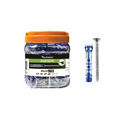 Kit 150 pz tassello tasselli Ø 8 x 50 mm con vite bluefix top quality - Elematic