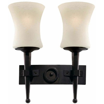 Searchlight - Cartwheel, supporto parete 2 fiamme, vetro Scavo nero, verniciato nero opaco bianco