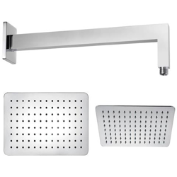 Braccio Doccia Ottone Cromato + Soffione Doccia Rettangolare Acciaio Inox 200x300x2 Mm Spessore en oferta