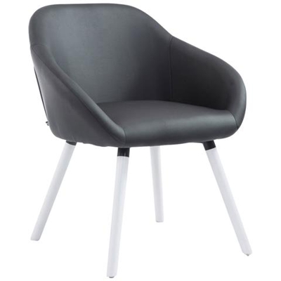 Sedia Visitatore Design Hamburg - Poltroncina Imbottita Soggiorno in Similpelle con Braccioli I Sedia Riunioni 4 Gambe in Legno I Sedia Conferenza Portata Max 150kg Nero Bianco (Rovere)