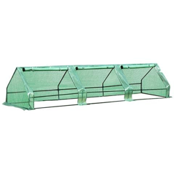 Serra Con Tubi Di Acciaio E Copertura In Polietilene Con 3 Porte Verde 400 X 100 X 80cm características