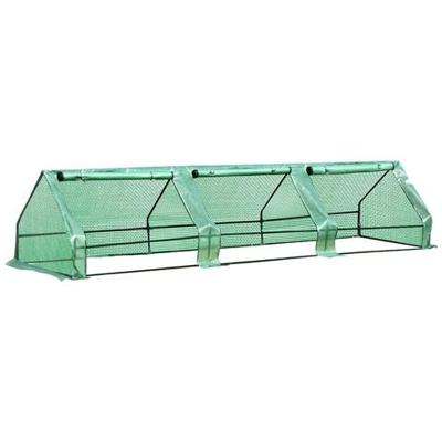 Serra Con Tubi Di Acciaio E Copertura In Polietilene Con 3 Porte Verde 400 X 100 X 80cm