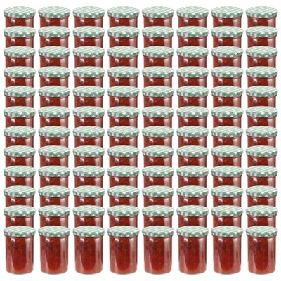 Vasi Marmellata In Vetro Coperchio Bianco E Verde 96 Pz 400 Ml