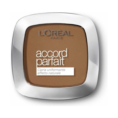 L'oreal - L'Oréal Paris MakeUp Cipria Uniformante Accord Parfait, Cipria in Polvere Uniformante e Fissante, 10D Doré Foncé, Confezione da 1