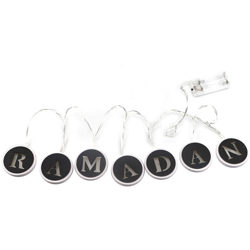 Happyshopping - JM1894 Eid islamico in legno Mubarak, Ramadan, Gurbang con luci a stringa LED (fornito senza batterie),Ramadan hollow circolare en oferta